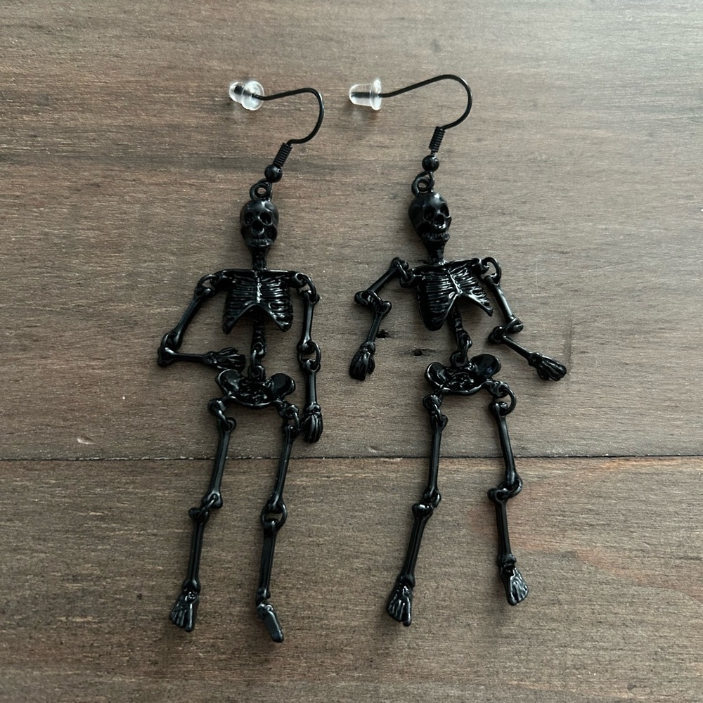 Black Skeleton Dangle Earrings